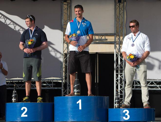 Finn podium - 2014 ISAF Sailing World Championships Santander - The first round of 2016 Olympic Qualification © RYA http://www.rya.org.uk